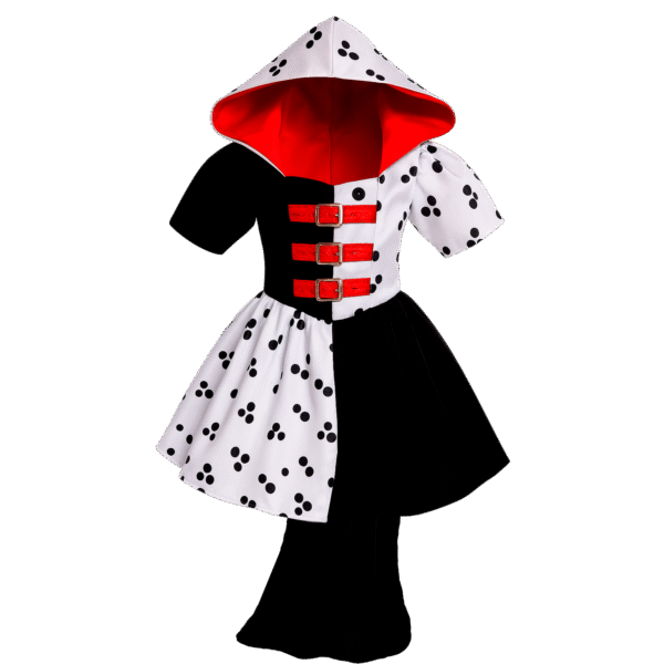 Disfraz Infantil Cruella Fashion | Vestido Bicolor con Capucha - Image 3