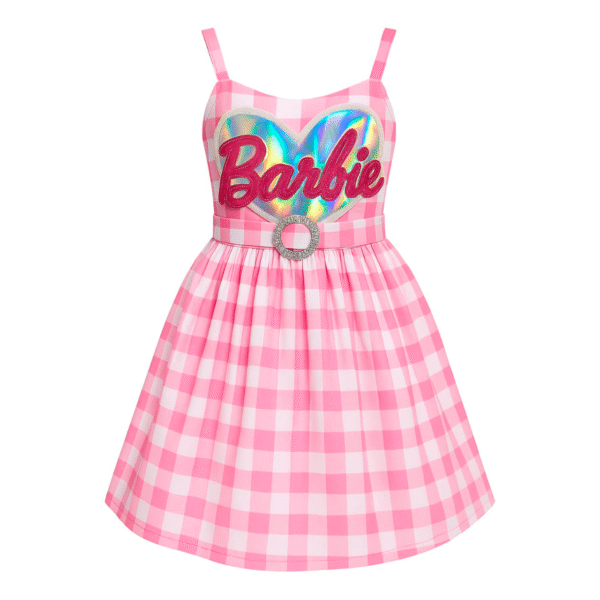Vestido Barbie Silueta Plateada | Tul Rosa Elegante con Moño - Image 3