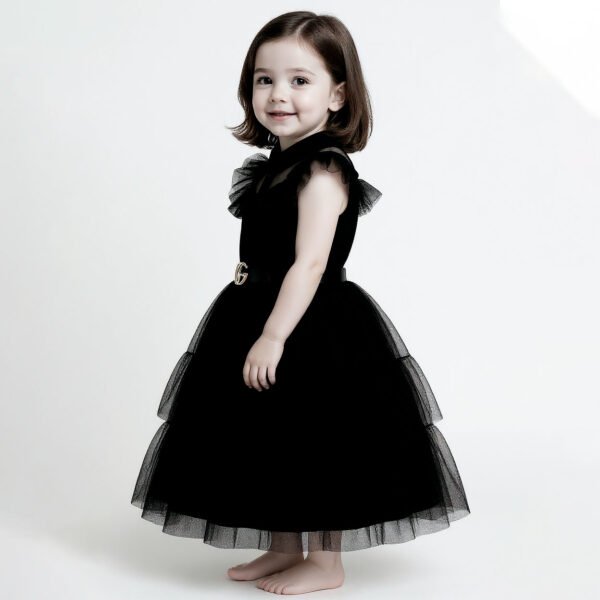 Vestido Merlina Addams Raven Dance para Niña | Tul Negro con Cinturón Elegante - Image 2