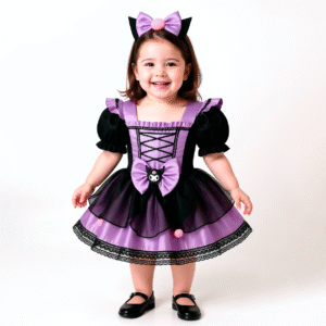 Disfraz Kuromi Kawaii para Niña | Vestido Lila con Orejas y Moño