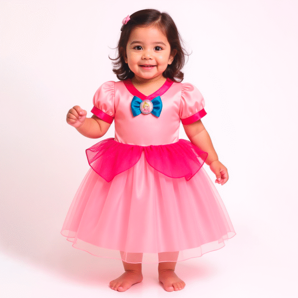 Vestido Princesa Rosa para Niña | Inspirado en la Princesa Peach de Mario Bros