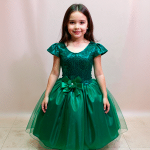 Vestido Verde Inspiración Princesa Tiana | Elegancia Infantil con Tul y Brillo