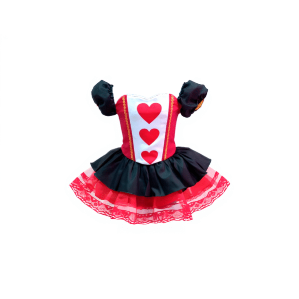 Disfraz Reina de Corazones para Niña | Vestido Corto con Encaje y Corazones Rojos - Image 4