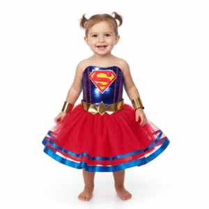 Vestido Supergirl para Niña | Disfraz de Superheroína con Falda de Tul Rojo