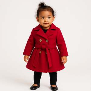 Conjunto Abrigador para Niña | Abrigo Rojo Elegante con Mallas Negras