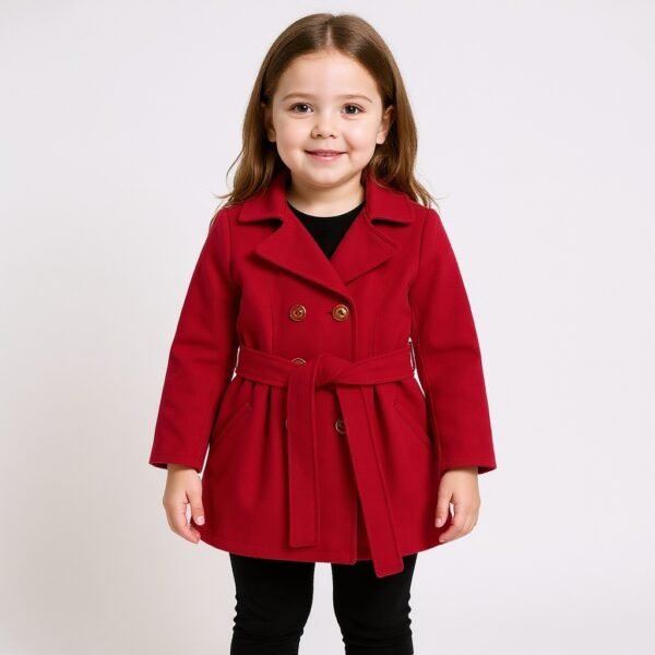 Conjunto Abrigador para Niña | Abrigo Rojo Elegante con Mallas Negras - Image 2