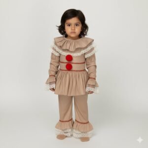 Disfraz Infantil de Pennywise – Estilo Vintage Elegante para Niña