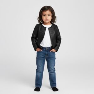 Chamarra Negra Acolchada para Niña Estilo Moderno | Ropa Infantil Invierno Elegante