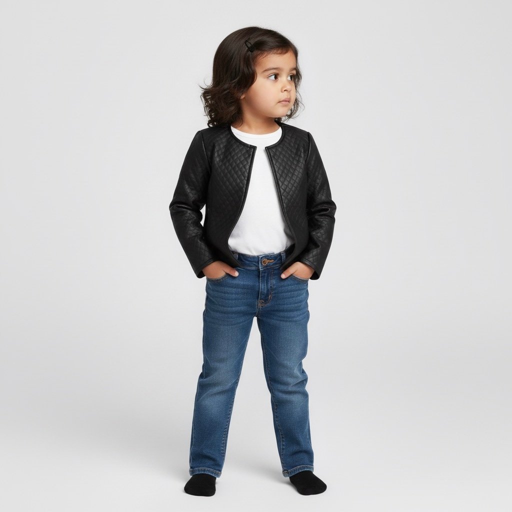 Chamarra Negra Acolchada para Niña Estilo Moderno | Ropa Infantil Invierno Elegante - Image 3