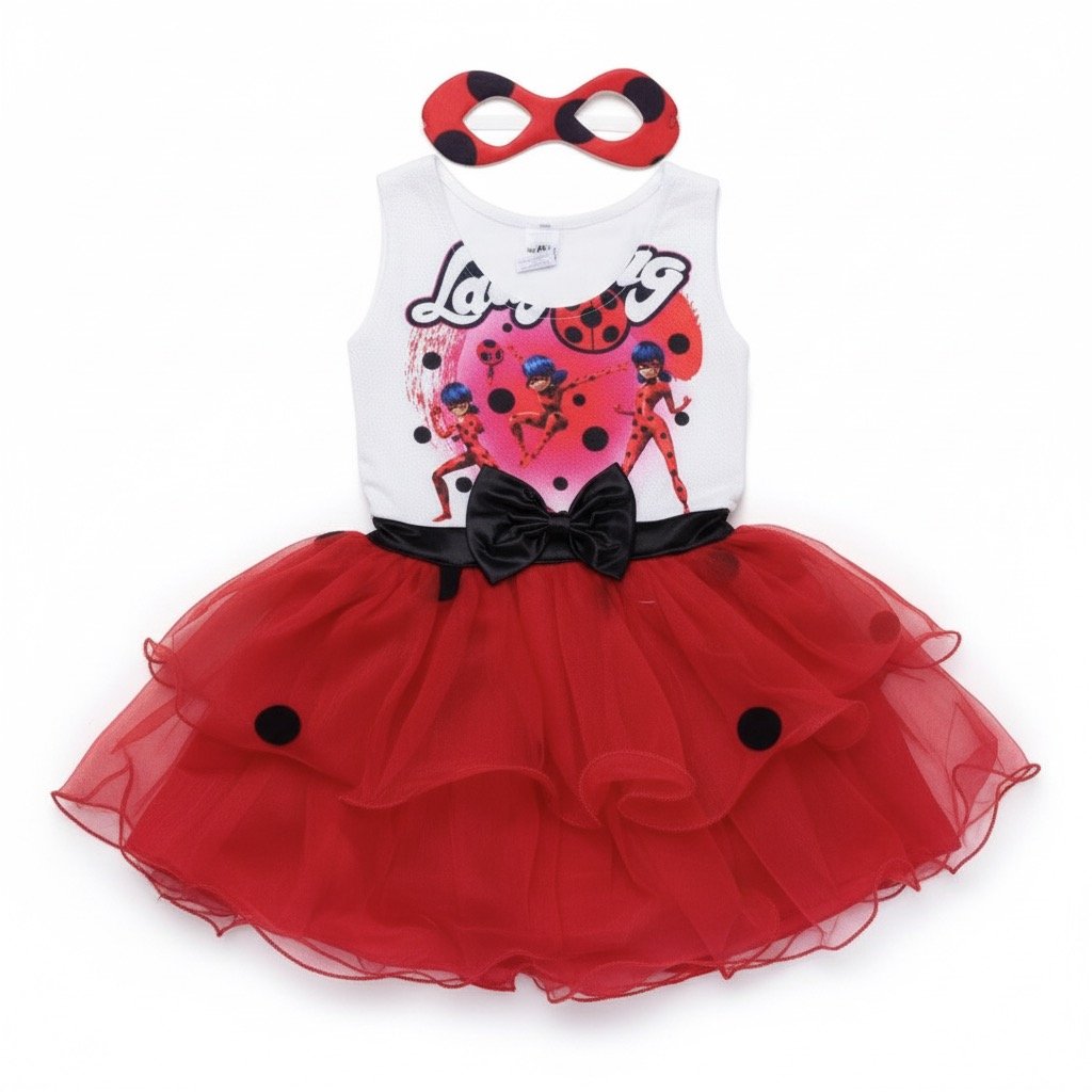 Vestido Ladybug para Niña | Con Faldón Rojo y Antifaz de Heroína - Image 3
