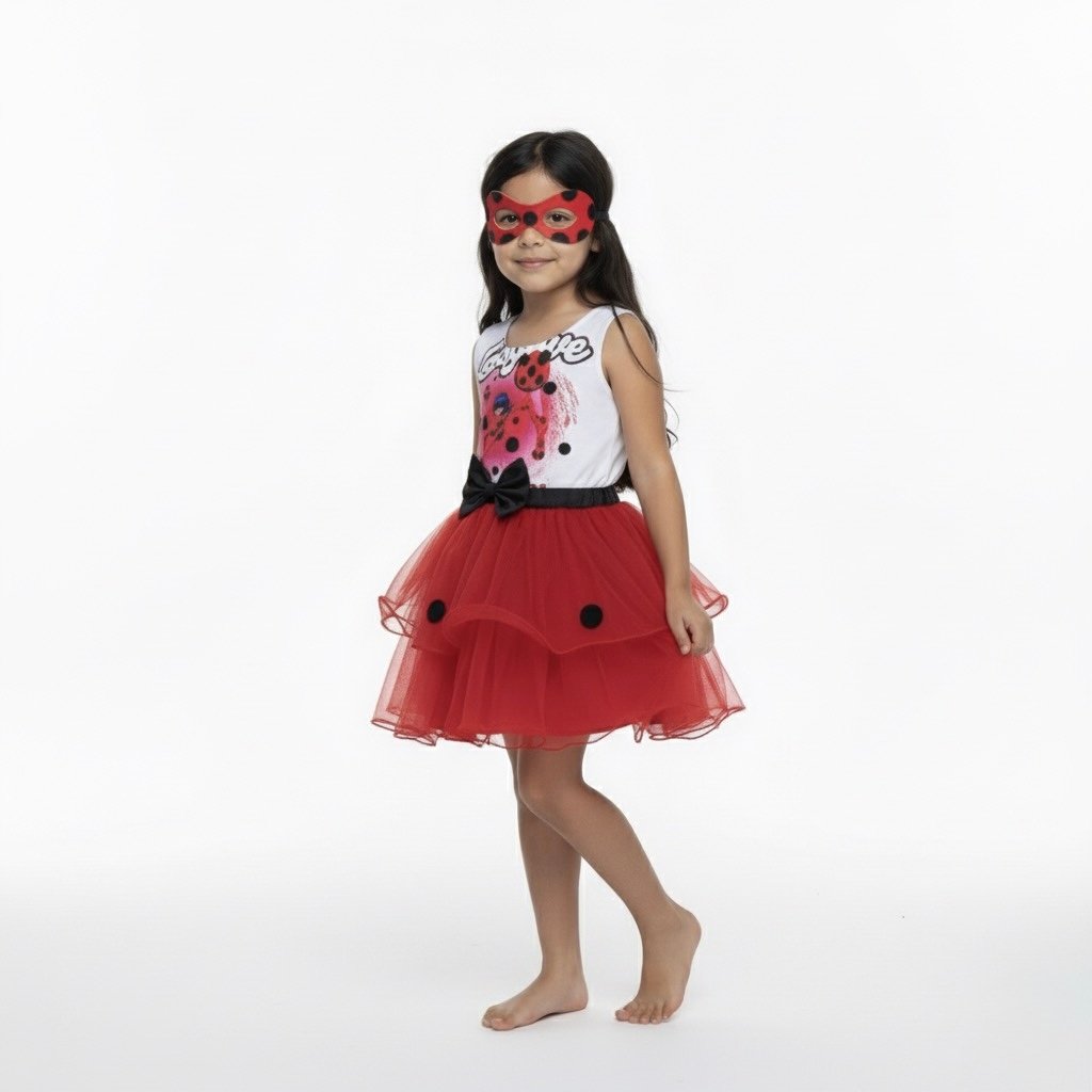 Vestido Ladybug para Niña | Con Faldón Rojo y Antifaz de Heroína - Image 2