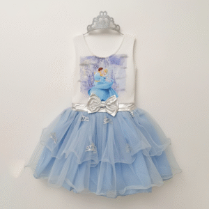 Vestido de Princesa Azul para Niña | Estilo Cenicienta con Tiara Plateada