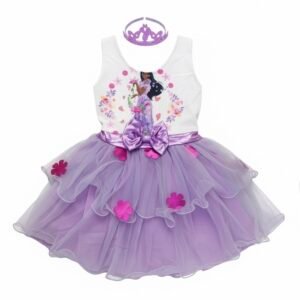 Vestido Lila de Flores para Niña | Outfit de Princesa Moderna con Corona
